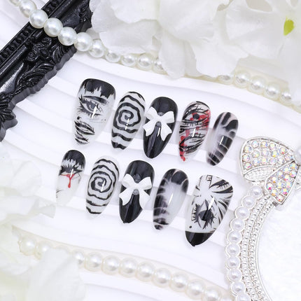 SourceToHome FuenteACasa 30Pcs Gothic Press on Nails Medium Almond Fake Nails Punk Cartoon Anime — Home & Lifestyle