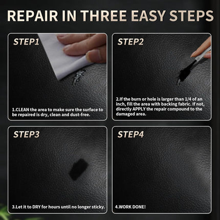 Advanced Leather Repair Gel for Car Seats, Couches and Jackets - Black