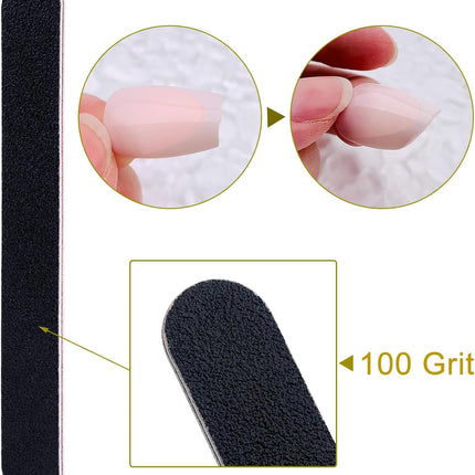 10-Piece Double-Sided 100/180 Grit Black Emery Nail File Set