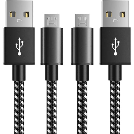 2 Pack 10ft Extra Long Micro USB 2.0 Cable, Nylon Braided Cord