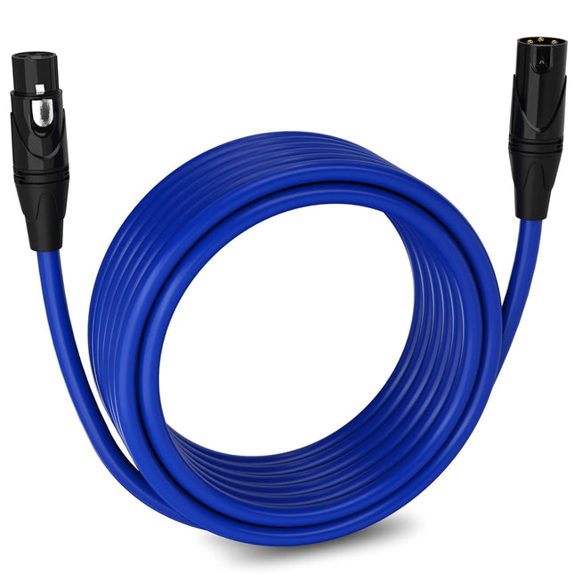 25 ft Balanced XLR Microphone Cable, 3-Pin Male to Female, Blue