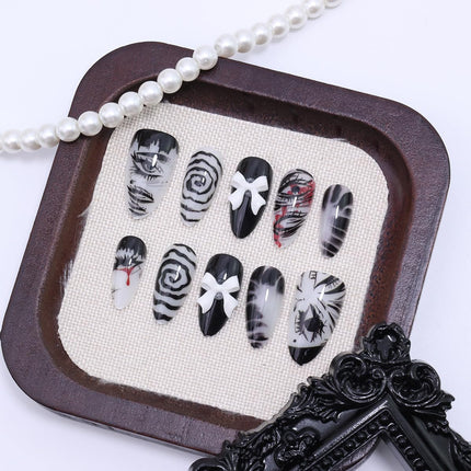SourceToHome FuenteACasa 30Pcs Gothic Press on Nails Medium Almond Fake Nails Punk Cartoon Anime — Home & Lifestyle