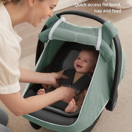 Roman Green Baby Car Seat Cover with Mesh Window