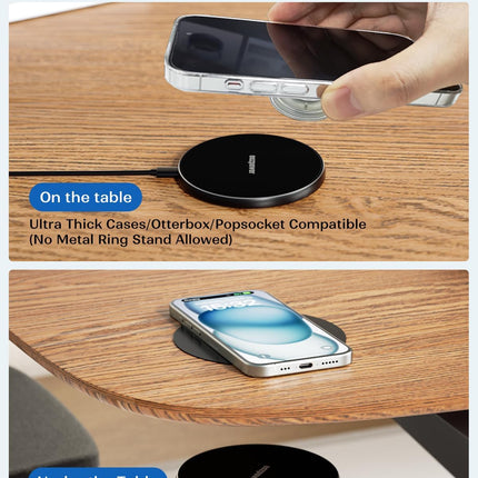 Invisible Wireless Charger, 0-30mm Under Desk Charging Pad
