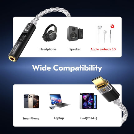 2026 Latest USB C DAC Audio Adapter with Headphone Amplifier