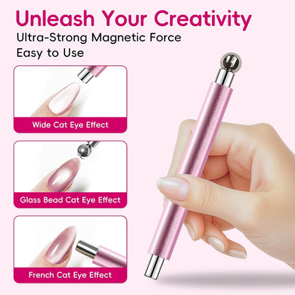 10-Piece Cat Eye Nail Magnet Set in Rose Gold
