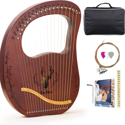 19-String Mahogany Lyre Harp Kit for Beginners and Adults