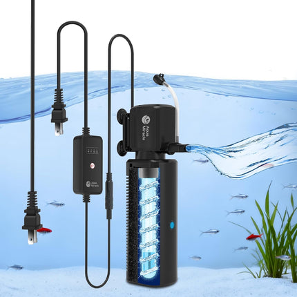 Fish Tank Filter with Timer, Sponge, Aeration and Rainfall Modes for 10-30 Gal Tanks