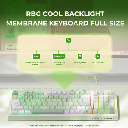 Green Tri-Mode Wireless Gaming Keyboard with Number Pad