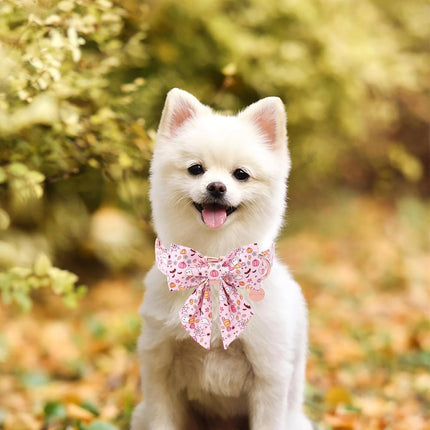 Pink Halloween Dog Collar with Flower, Adjustable Metal Buckle, M