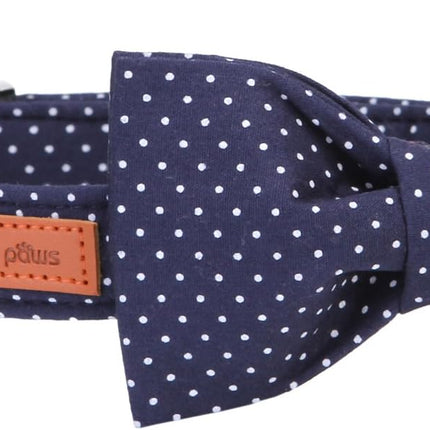Boy Dog Collar with Navy Blue Bow Tie, Small