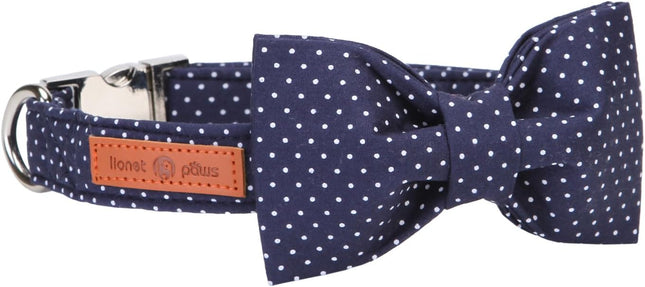 Boy Dog Collar with Navy Blue Bow Tie, Small