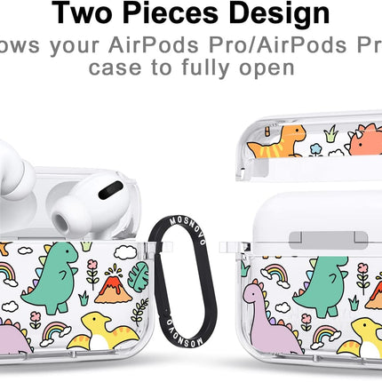 Dinosaur Land Clear Protective Earbud Case with Metal Ring