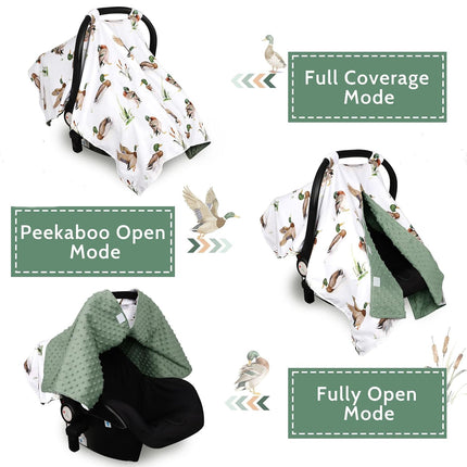 Green Peekaboo Infant Car Seat Cover for Baby Boys