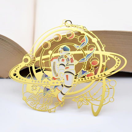 Metal Bookmark Gift - Astronaut and Moon Phases
