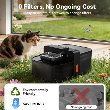Wireless No-Filter Pet Water Fountain, 3.5L Black