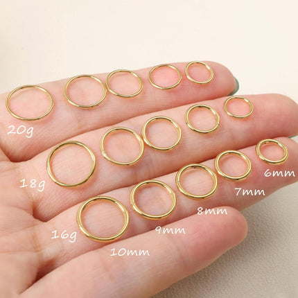 20G 7mm Gold Titanium Nose Ring Hoop