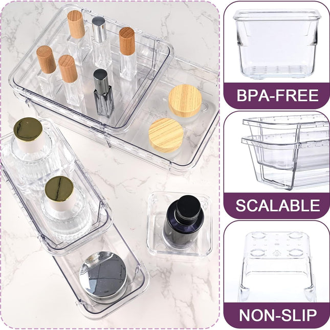 20-Piece Clear Adjustable Drawer Organizer Set