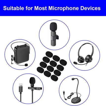 12 Pack Foam Microphone Covers for Lapel and Headset Microphones