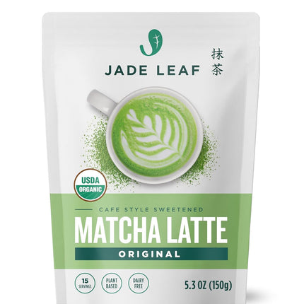 Organic Matcha Latte Mix, Lightly Sweet Japanese Matcha Powder with Organic Cane Sugar, 5.3 oz