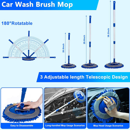 Car Wash Kit with Foam Gun, Brush Mop and Folding Bucket