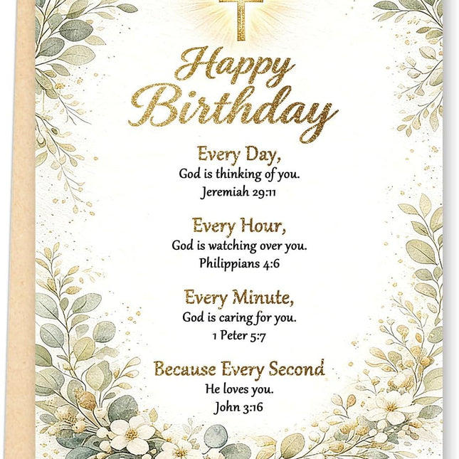 Religious Birthday Card with Bible Verse