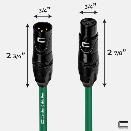 Balanced XLR Cable Male to Female - 3 Feet Green