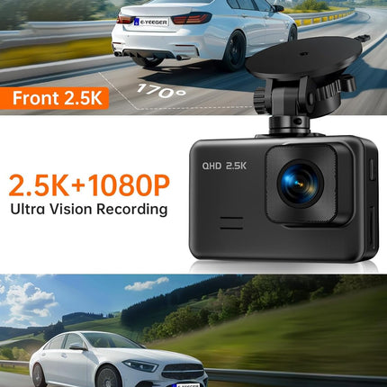 Front and Rear Dual Dash Cam with 2.5K and 1080P Recording