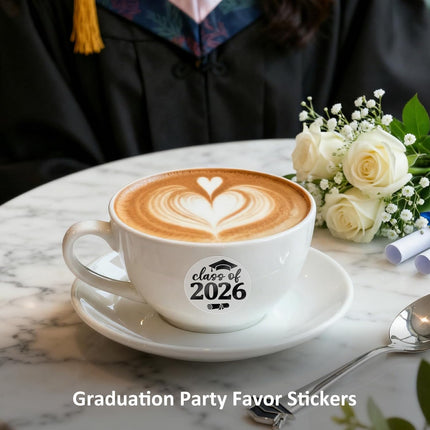 SourcetoHome 100 PCS Class of 2026 Graduation Stickers, Clear Black Foil Graduation Cap Labels for Candy Bags, Dessert Table Treat Bags, Invitations, Envelopes, Favor Bags & Gift Wrapping, 1.6 Inch - General - detail view 2
