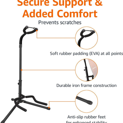 Height Adjustable Portable Foldable Guitar Stand, Black