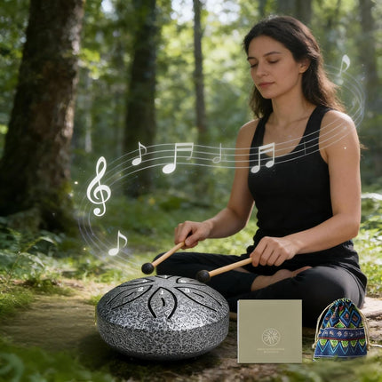 3 Inch Steel Tongue Drum – 6-Note Mini Chakra Drum with Bag, Mallets & Sheet Music
