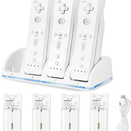 NexWave OndaNex 4-in-1 Wii Remote Charging Station with 4X 2800mAh Rechargeable Batteries & — Smart Tech