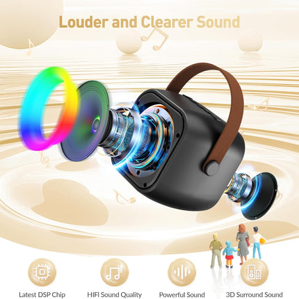 Mini Karaoke Machine with 2 Wireless Microphones