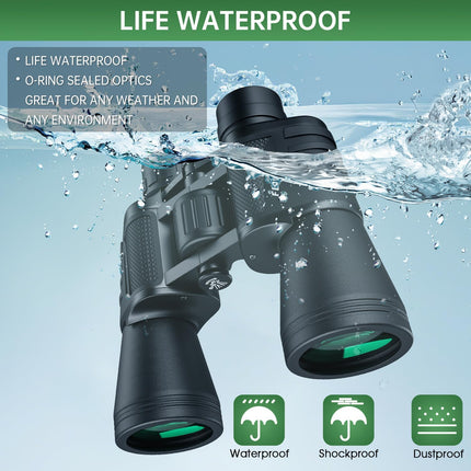 TerraBound TierraRumbo 20x50 High Powered Binoculars for Adults, Waterproof Compact Binoculars — Outdoor & Adventure