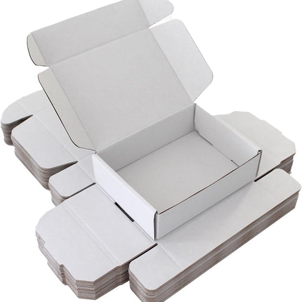 7x5x2 Inch Small Shipping Boxes 50-Pack, White Corrugated Cardboard Mailer Boxes