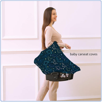 Dark Blue Dinosaur Multi-Use Car Seat Canopy Cover