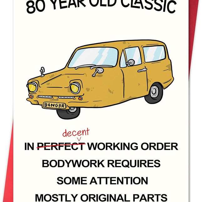 Funny 80th Birthday Card for Women and Men