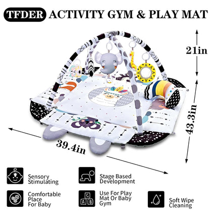 Baby Gym Play Mat, 8-in-1 Tummy Time Mat & Activity Gym