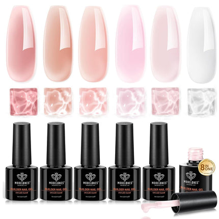 AuraHaus CasaAura Modelones Builder Nail Gel Polish Set, Base Colors Jelly Nude Pink Hard — Home Decor & Ambiance