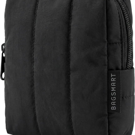 Small Black Travel Makeup Bag with Slip-In Pocket