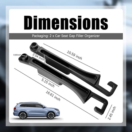 2-Piece Black Car Seat Gap Filler Organizer