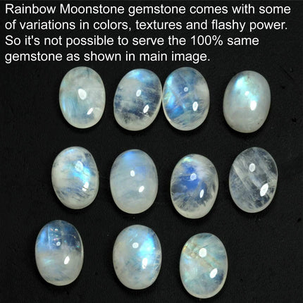 White Rainbow Moonstone Genuine 925 Silver Ring, Size 8