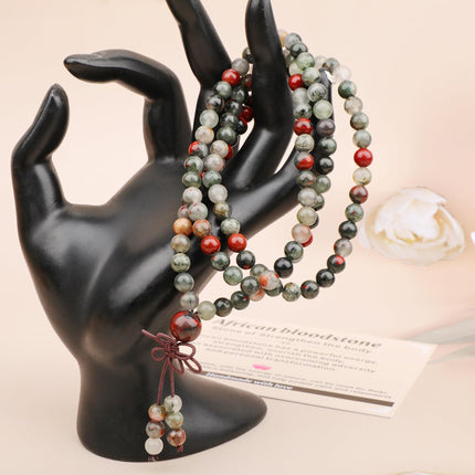 VitalEdge FiloVital AD Beads 6mm 8mm 108 Prayer Mala Jasper Elastic Bracelet — Fitness & Training