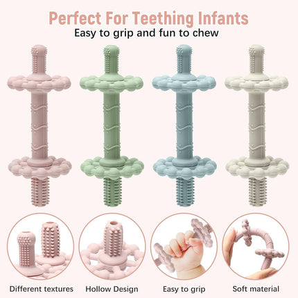 4 Pack Silicone Teething Tubes for Babies 0-24 Months