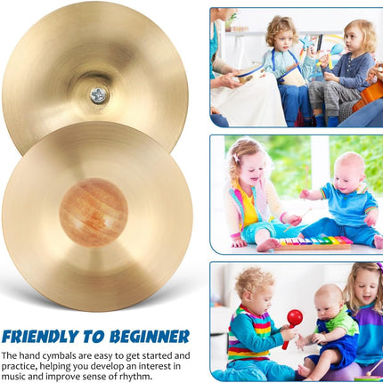 SourcetoHome 1 Pair Hand Cymbals Dancing Instrument Rhythm Percussion Instrument Finger Cymbals With Handles - General - detail view 2