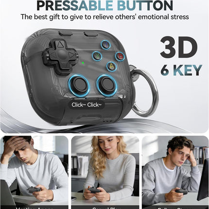 Clear Black Earbud Case Cover with Safety Lock and Phone Stand