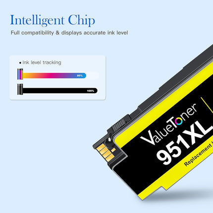 Compatible 950 951 Ink Cartridge Combo Pack, Black Cyan Magenta Yellow, 8-Pack