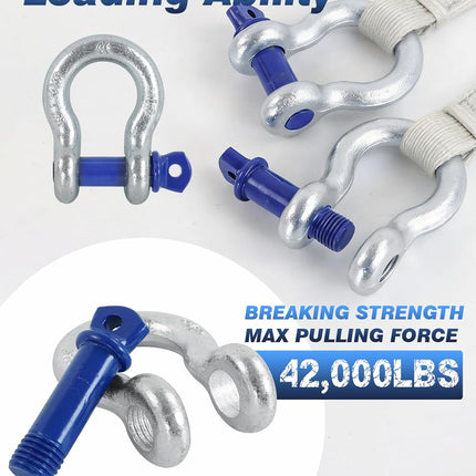 4 Pack 5/8" D Ring Shackles with 3/4" Screw Pin, 42,000 lb Break Strength