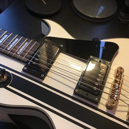 Black 3-Ply LP Guitar Pickguard with Gold Bracket