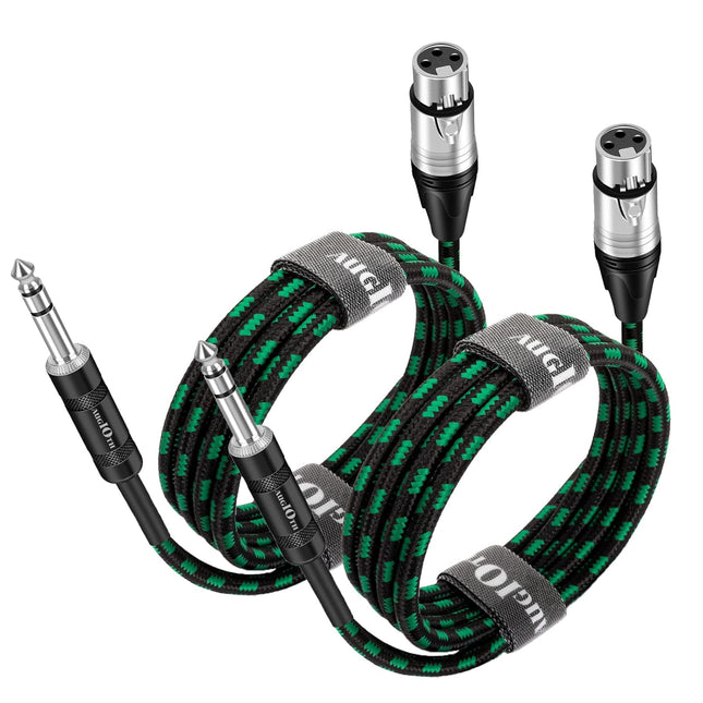 XLR Female to 1/4 Inch TRS Microphone Cable, 3 ft, 2 Pack